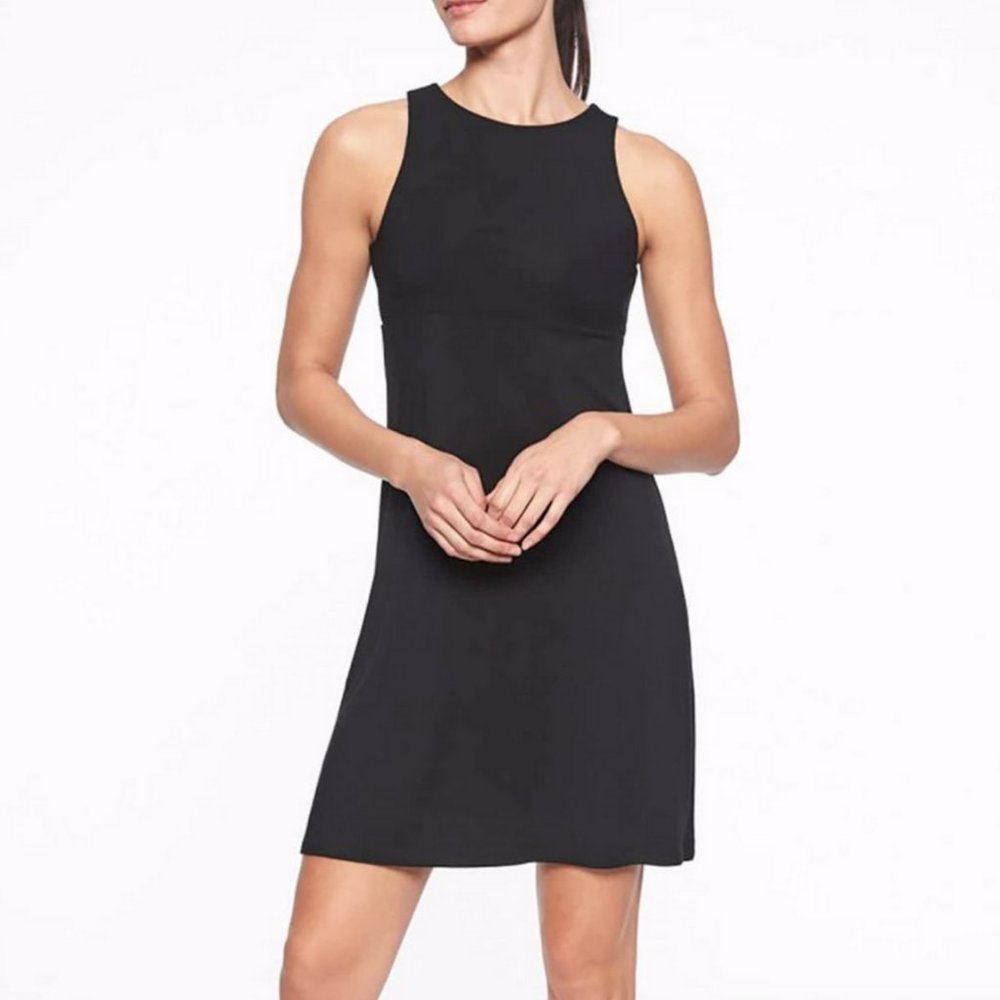 ATHLETA BLACK SLEEVELESS SANTORINI DRESS